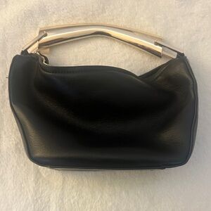 Black Leatherette Bag with Gold Handle